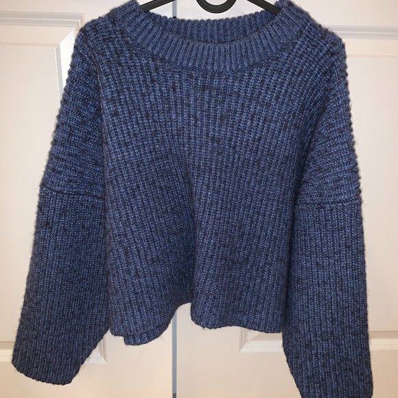 H&M Blue Cropped Chunky Sweater - Picture 1 of 5